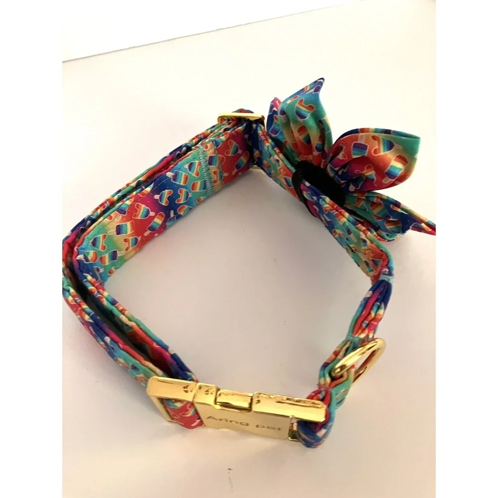 ARING PET Dog Collar Popsicles Rainbow Flower Boy Or‎ Girl Size Large